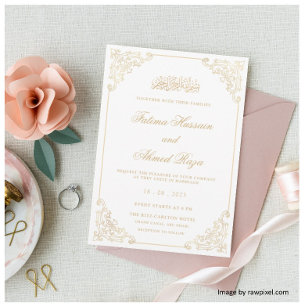 Elegante Antieke Barokke Gouden Lijst Moslim Bruil Kaart
