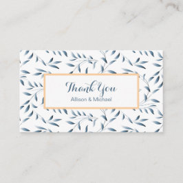 Elegante antieke blauwe wilgenbladeren dank je informatiekaartje