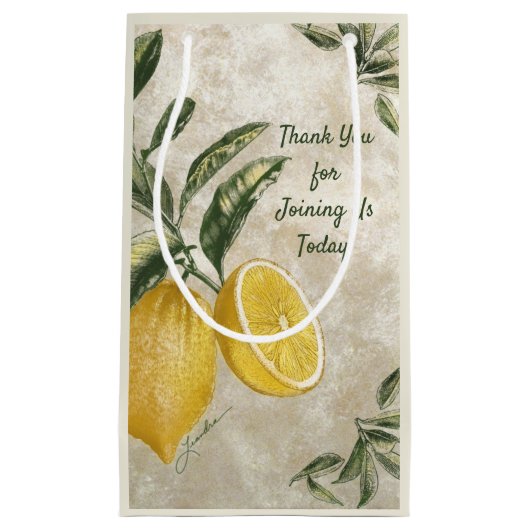 Elegante antieke citroenen - Bewerkbare rustieke c Klein Cadeauzakje (Voorkant)