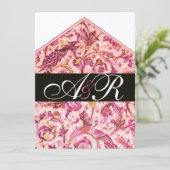 ELEGANTE ANTIEKE FLORENTIJNSE ROZE BLOEMEN MONOGRA KAART (Staand voorkant)