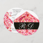 ELEGANTE ANTIEKE FLORENTIJNSE ROZE BLOEMEN MONOGRA KAART (Voorkant / Achterkant)