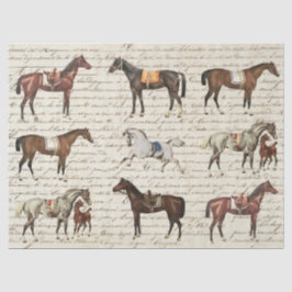 Elegante antieke gezadelde paarden Beige schrift Tissuepapier
