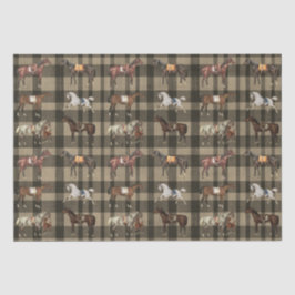 Elegante antieke gezadelde paarden bruin beige rui tissuepapier