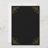 Elegante antieke gouden hoeken script zwarte trouw kaart (Achterkant)