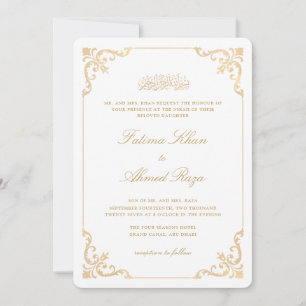 Elegante Antieke Gouden Lijst Nikah Ceremonie Kaart