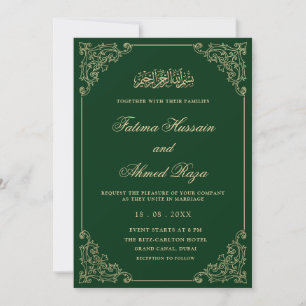 Elegante antieke groene gouden schrift Moslim-huwe Kaart