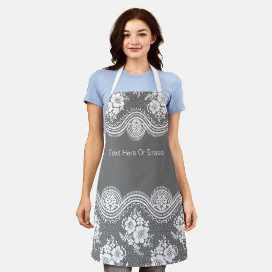 Elegante antieke kant look bewerkbare aangepaste s schort (Gedragen)