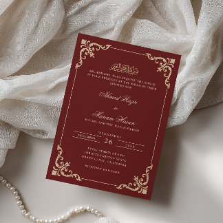 Elegante antieke lijst goud Bourgondië rood Nikah- Kaart