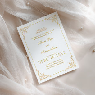 Elegante antieke lijst goud wit moslim verloving kaart