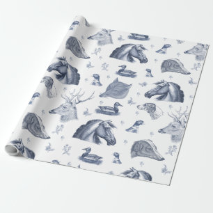 Elegante Antieke Paard Engels Land Jachtstijl Cadeaupapier