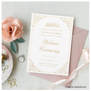 Elegante Antieke Rococo Gouden Lijst Walima Ceremo Kaart