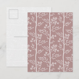 Elegante Antieke Roze Bloemige Kunst Ansichtkaart Feestdagenkaart