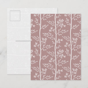Elegante Antieke Roze Bloemige Kunst Ansichtkaart Feestdagenkaart