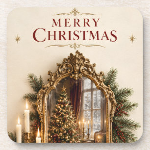 Elegante Antieke Spiegel Kerstmis, Vintage Europes Bier Onderzetter