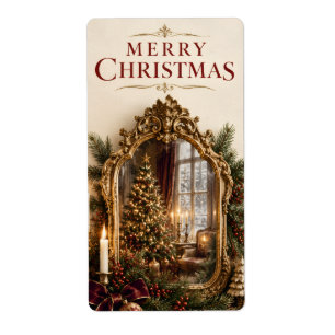 Elegante Antieke Spiegel Kerstmis, Vintage Europes Etiket