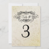 Elegante antieke stijl tafelnummerkaart voor de br kaart (Achterkant)