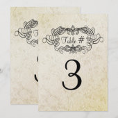 Elegante antieke stijl tafelnummerkaart voor de br kaart (Voorkant / Achterkant)
