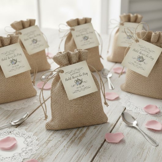 Elegante antieke theepartij | Bruiloft Bedankjes Labels