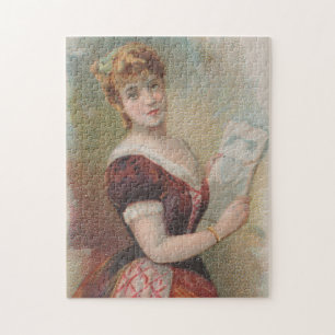 Elegante antieke Valentijnsillustratie, 1890 Legpuzzel