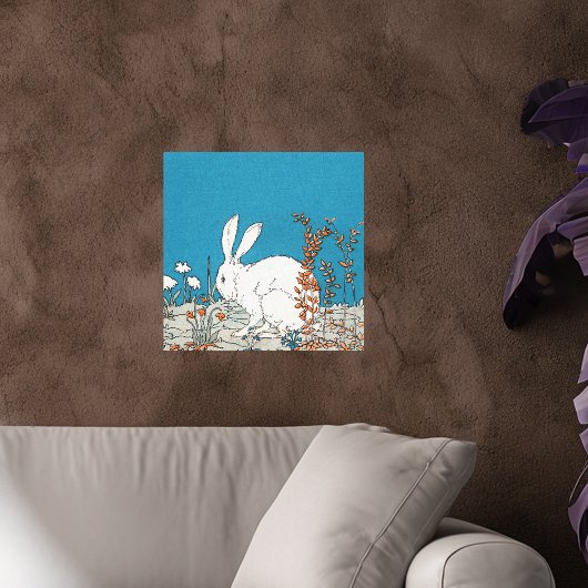 Elegante Antieke Witte Konijn Canvas Afdruk