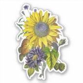 Elegante antieke zonnebloembouquet in geel sticker (Voorkant)
