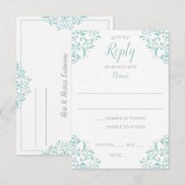 Elegante antwoordkaart - Nadine (licht turquoise) Kaart