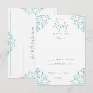 Elegante antwoordkaart - Nadine (licht turquoise) Kaart
