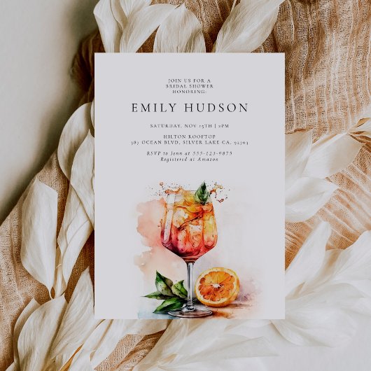 Elegante Aperol Spritz Bridal Shower Uitnodiging