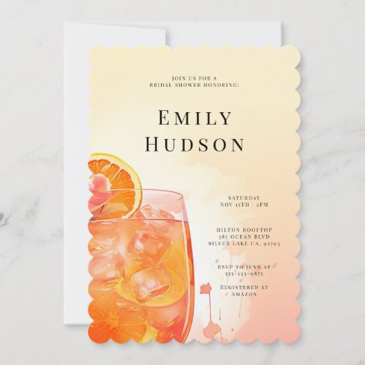 Elegante Aperol Spritz Bridal Shower Uitnodiging (Voorkant)