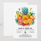 Elegante appel grillige vruchten verjaardag kaart (Voorkant / Achterkant)