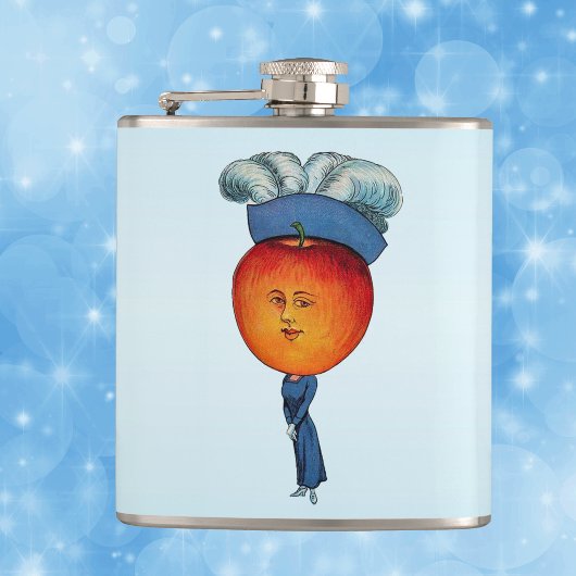 Elegante appelkop dame veren hoed heupfles