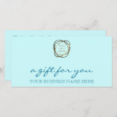 Elegante Aqua Aangepaste Zakelijke Logo Cadeaukaar (Voorkant / Achterkant)