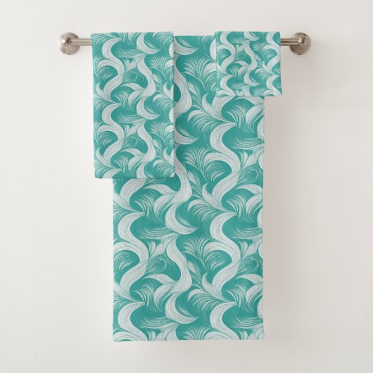 Elegante Aqua Abstract Handdoekenset Bad Handdoek (Insitu)