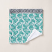 Elegante Aqua Abstract Handdoekenset Bad Handdoek (Wasdoekje)