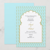 Elegante Aqua Arch Mehendi Ceremony Indiase bruilo Kaart (Voorkant / Achterkant)