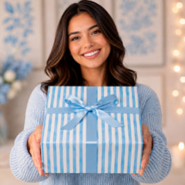 Elegante Aqua Blauwe Aquarel Strepen Cadeaupapier