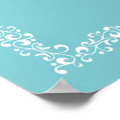 Elegante aqua blauwe bruiloftszitplaatsen met bloe poster (Hoek)
