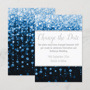 ELEGANTE AQUA BLAUWE DIAMANT ZILVEREN UITSTELKAART RSVP KAARTJE