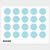 Elegante Aqua Blauwe Script Professionele Monogram Ronde Sticker (Vel)