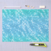 Elegante Aqua Blauwe Stip Metallic Glans Tissuepapier (Craft)