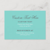 Elegante Aqua Blauwe Trouw Bruidsfeest Registratie Informatiekaartje (Voorkant)