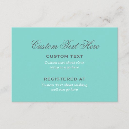 Elegante Aqua Blauwe Trouw Bruidsfeest Registratie Informatiekaartje (Voorkant)