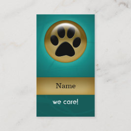 Elegante Aqua blauwgroen Paw Print Visitekaartje v