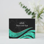 elegante aqua bloeiende bedrijf DankU Kaarten (Staand voorkant)