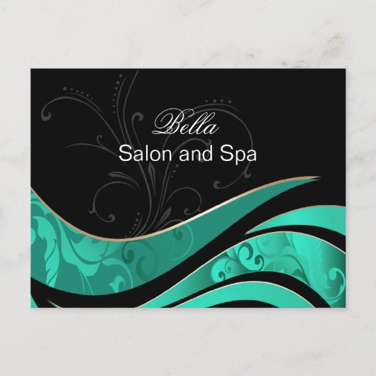 elegante aqua bloeiende bedrijf DankU Kaarten (Voorkant)