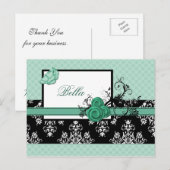 Elegante aqua bloemige bedankkaartjes voor zakelij briefkaart (Voorkant / Achterkant)