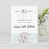 Elegante Aqua Bloemige Bewaar de Datum Digitale Ui Save The Date (Staand voorkant)