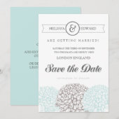 Elegante Aqua Bloemige Bewaar de Datum Digitale Ui Save The Date (Voorkant / Achterkant)