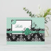 Elegante aqua bloemrijke Bedankkaartjes voor zakel Bedankkaart (Staand voorkant)