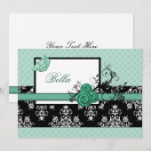 Elegante aqua bloemrijke Bedankkaartjes voor zakel Bedankkaart (Voorkant / Achterkant)